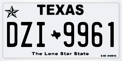 TX license plate DZI9961