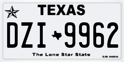 TX license plate DZI9962