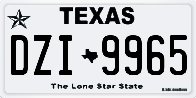 TX license plate DZI9965