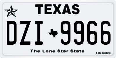 TX license plate DZI9966