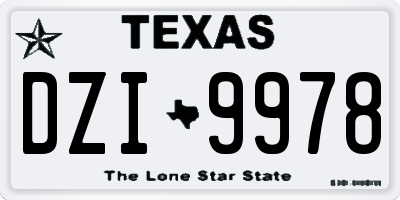 TX license plate DZI9978