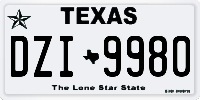 TX license plate DZI9980