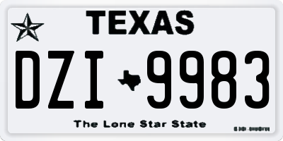 TX license plate DZI9983