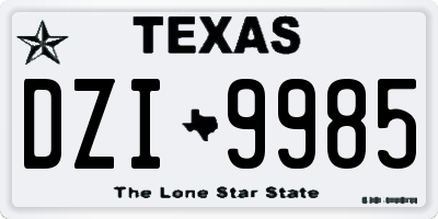 TX license plate DZI9985