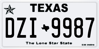 TX license plate DZI9987