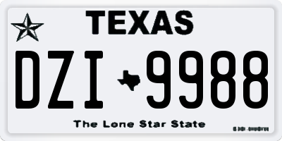 TX license plate DZI9988