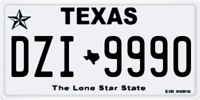 TX license plate DZI9990
