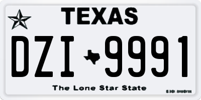 TX license plate DZI9991