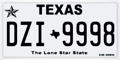 TX license plate DZI9998