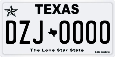 TX license plate DZJ0000