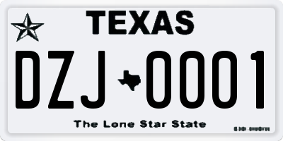 TX license plate DZJ0001