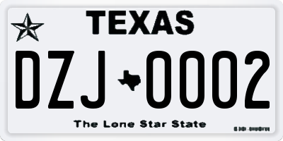 TX license plate DZJ0002