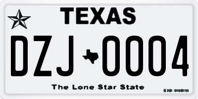 TX license plate DZJ0004