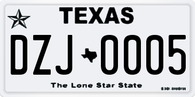 TX license plate DZJ0005