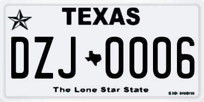 TX license plate DZJ0006