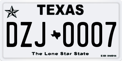 TX license plate DZJ0007