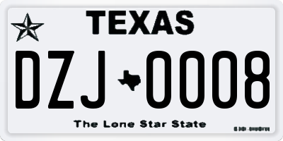 TX license plate DZJ0008