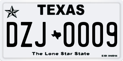 TX license plate DZJ0009