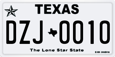 TX license plate DZJ0010