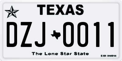 TX license plate DZJ0011