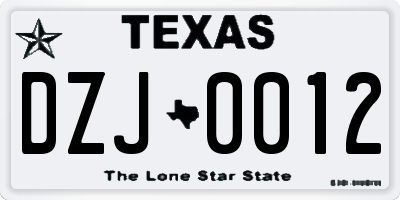 TX license plate DZJ0012