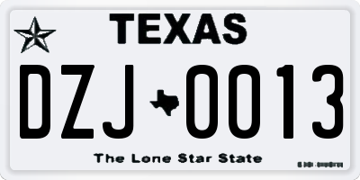 TX license plate DZJ0013