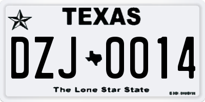 TX license plate DZJ0014
