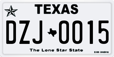 TX license plate DZJ0015