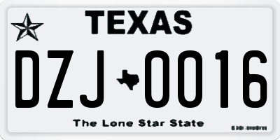 TX license plate DZJ0016