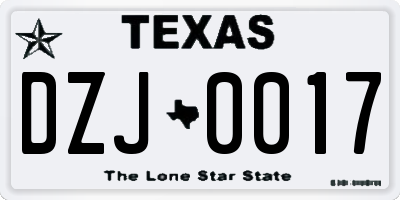 TX license plate DZJ0017
