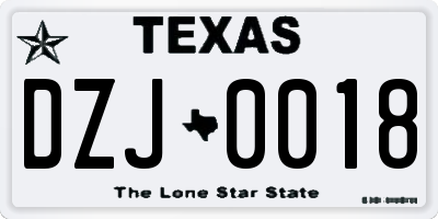 TX license plate DZJ0018