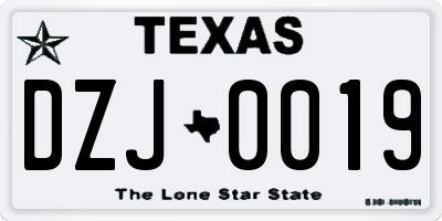TX license plate DZJ0019