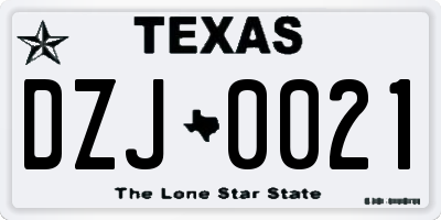 TX license plate DZJ0021