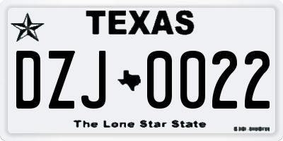 TX license plate DZJ0022