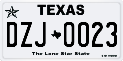 TX license plate DZJ0023
