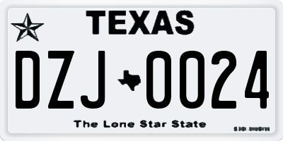 TX license plate DZJ0024