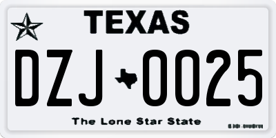 TX license plate DZJ0025