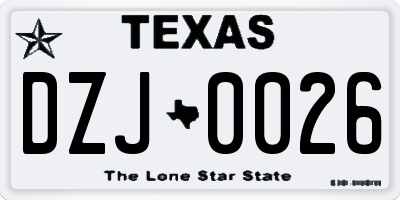 TX license plate DZJ0026