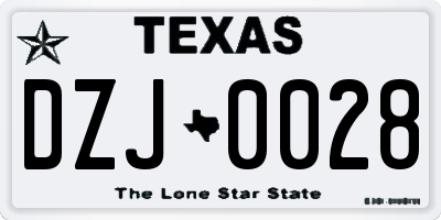 TX license plate DZJ0028