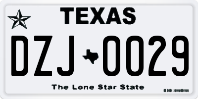 TX license plate DZJ0029