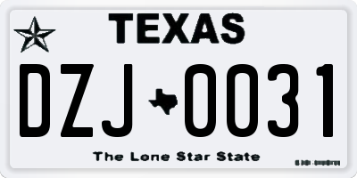 TX license plate DZJ0031