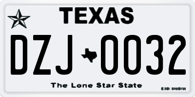 TX license plate DZJ0032