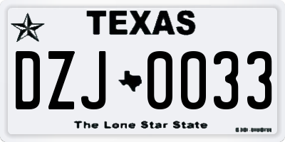 TX license plate DZJ0033