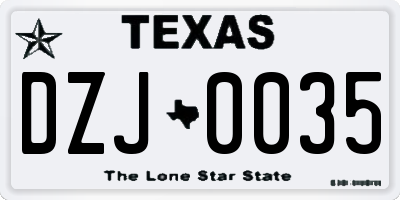 TX license plate DZJ0035