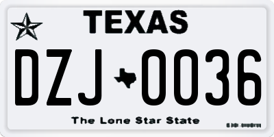 TX license plate DZJ0036