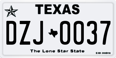 TX license plate DZJ0037