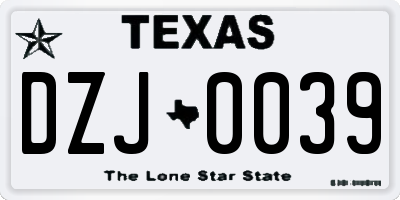 TX license plate DZJ0039