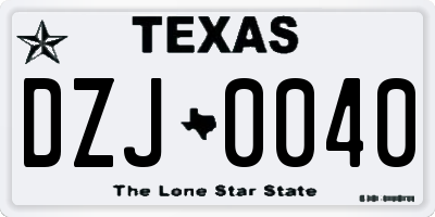 TX license plate DZJ0040