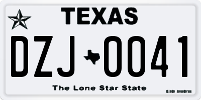 TX license plate DZJ0041
