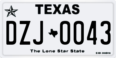 TX license plate DZJ0043